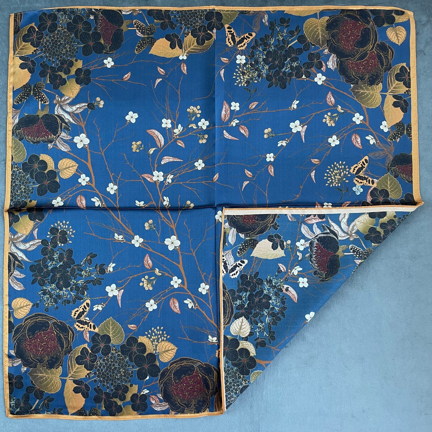 100% Pure Silk Multicolour Large Silk Scarf / Headscarf-The Garden- 26”Silk Scarf / Headscarf