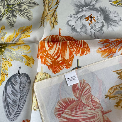 100% Pure Silk Multicolour Small Silk Scarf -The Tulips
