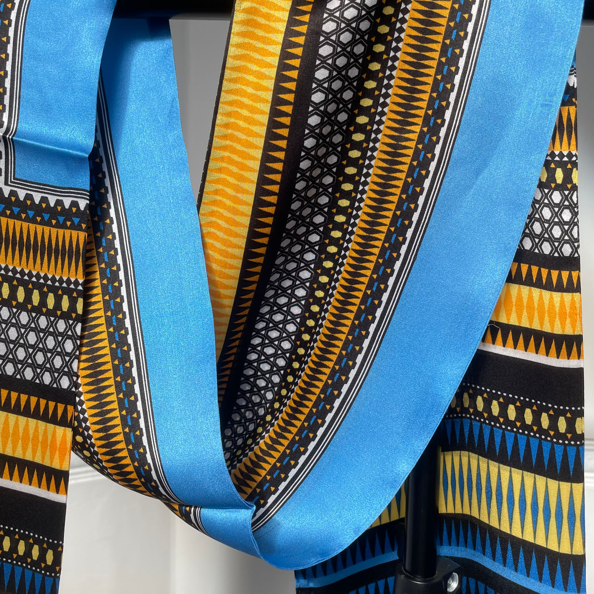 100% Mulberry Silk Skinny Scarf, Multicolour Silk Neck Scarf /Luxury Style Scarf/Silk Hair Scarf-The Blue