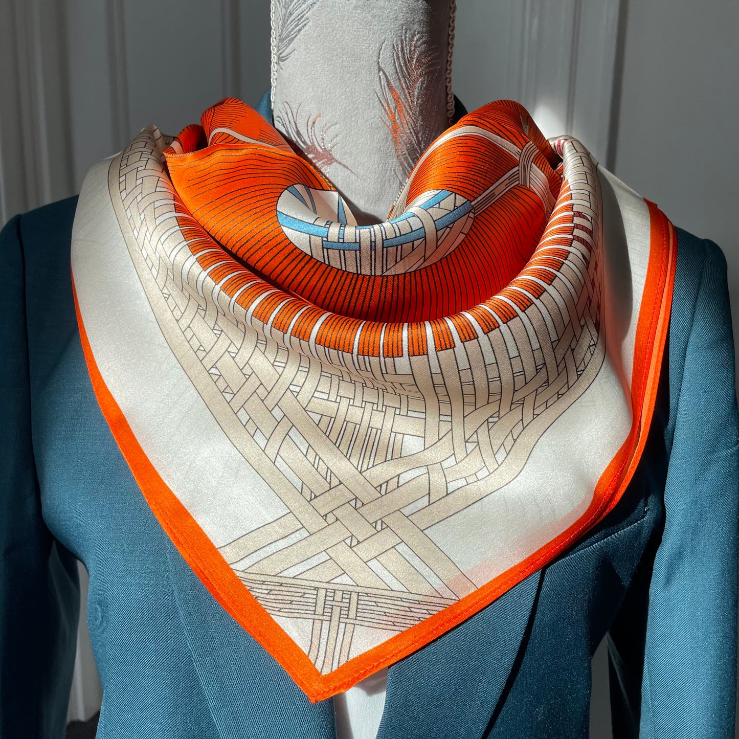 100% Pure Mulberry Silk 26” Scarf - Large Multicolour Headscarf/ Bandana/Hair Scarf - Elegant Square Silk Scarf Gift for Her/Mom -The Twin Horse