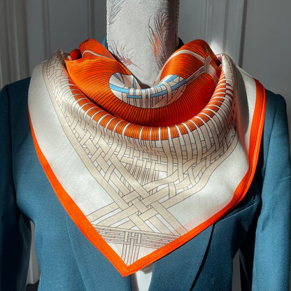 100% Pure Mulberry Silk 26” Scarf - Large Multicolour Headscarf/ Bandana/Hair Scarf - Elegant Square Silk Scarf Gift for Her/Mom -The Twin Horse