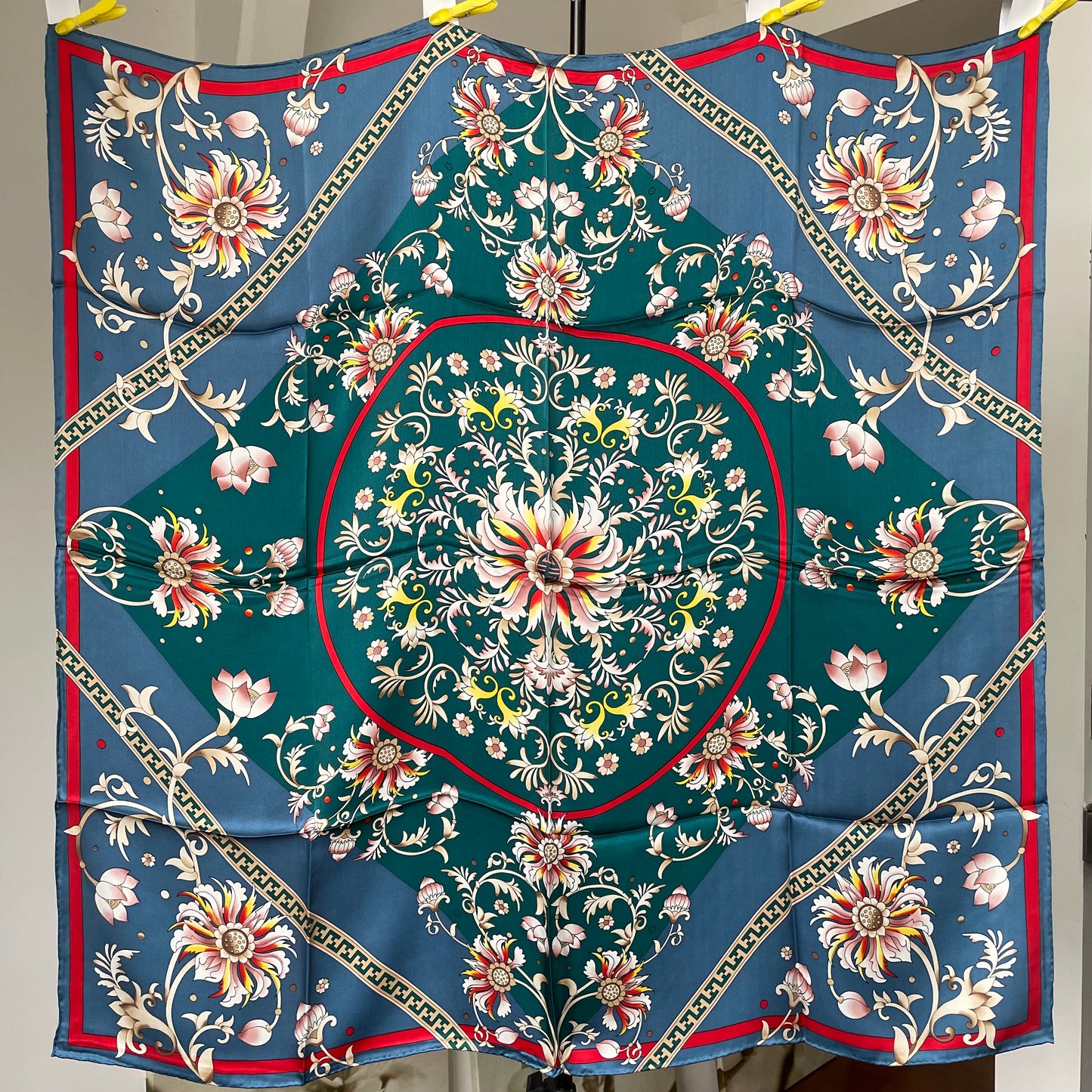 100% Pure Mulberry Silk Multicolour Handmade Large Silk Scarf 43"- The Flowers