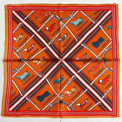 100% Pure Silk Multicolour Small Silk Scarf -The Orange Horse