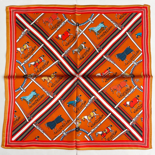 100% Pure Silk Multicolour Small Silk Scarf -The Orange Horse