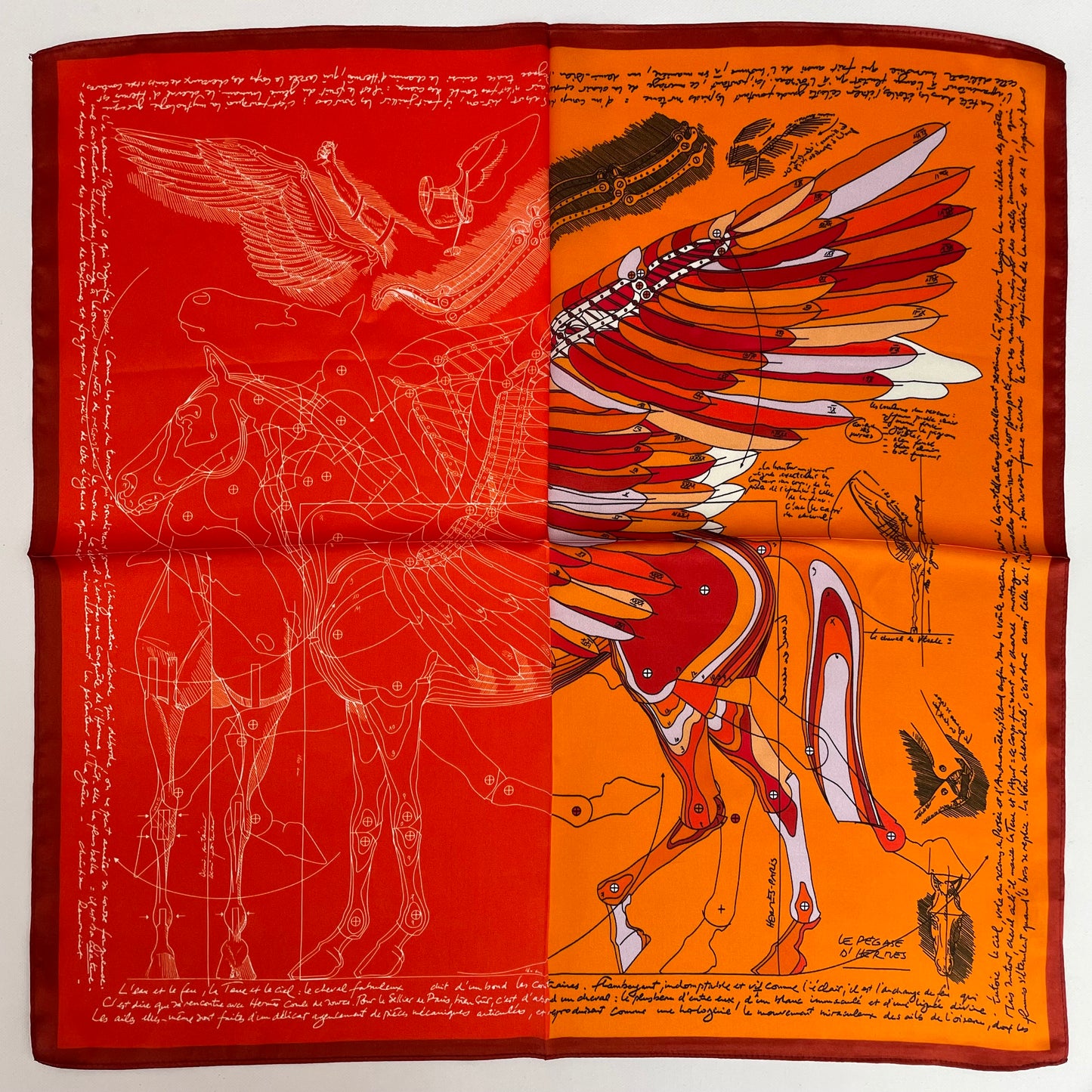 100% Mulberry Silk Scarf-Small Square Multicolor Silk Scarf, lightweight Luxury Neck Hair Scarf - The Horses