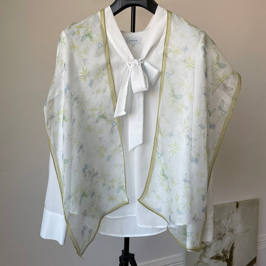 100% Pure Silk Multicolour long Silk Scarf / Headscarf-The Butterfly