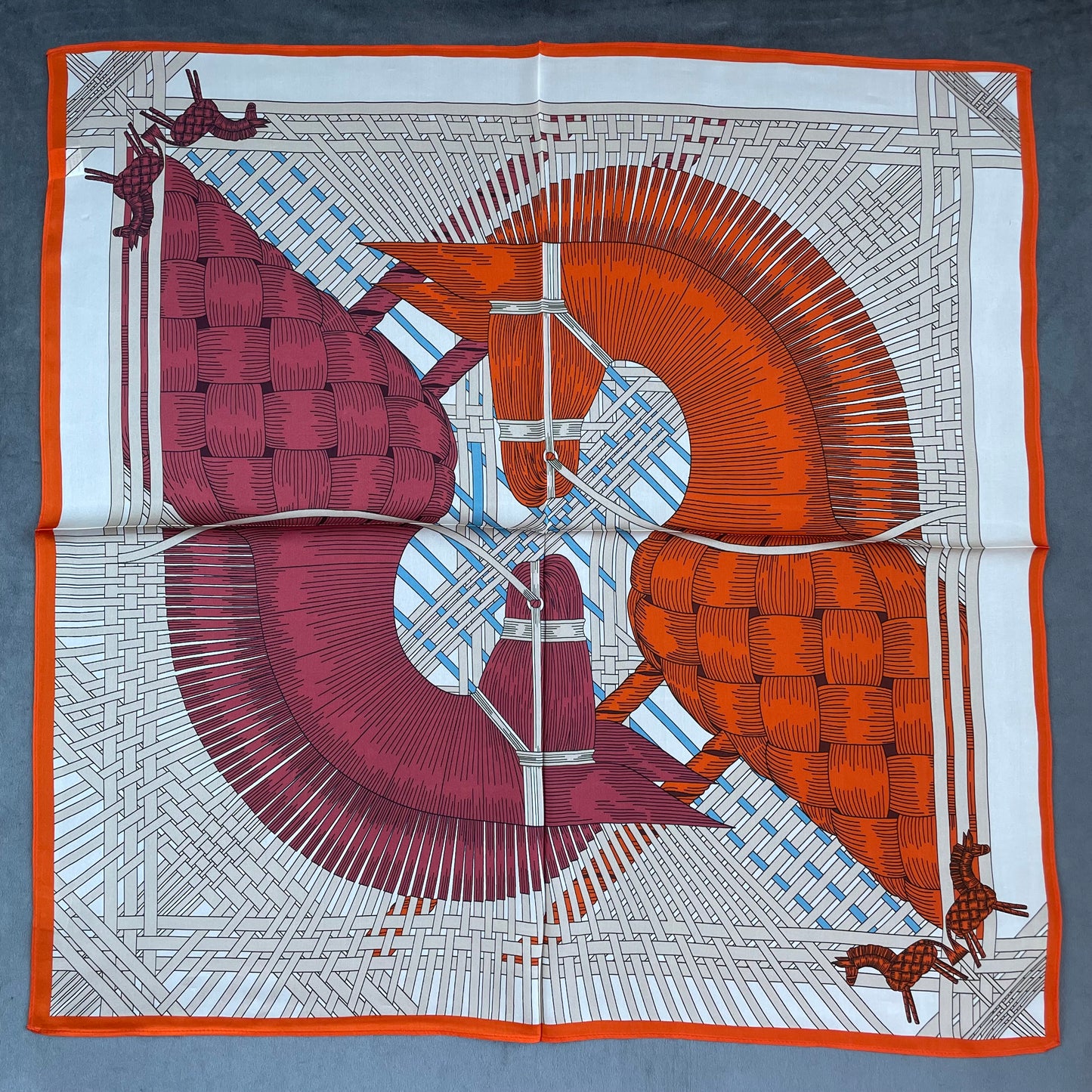 100% Pure Silk Multicolour Large Silk Scarf / Headscarf-The Horses - 26”Silk Scarf / Headscarf