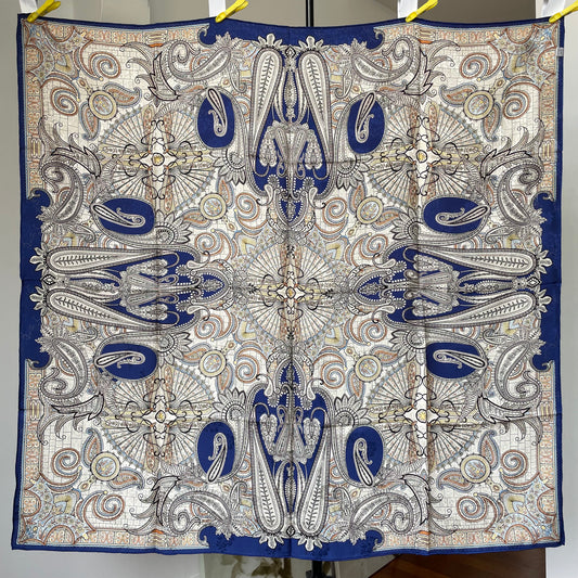 Exquisite Duo-Colour Mulberry 43” Silk Scarf: Hand-Rolled Edge, 6A Grade - The Paisleys