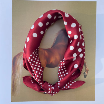 100% Mulberry Silk Scarf-Small Square Multicolor Silk Scarf, lightweight Luxury Neck Hair Scarf - The Burgundy Dots