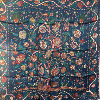 100% Pure Mulberry Silk Multicolour Handmade Large Silk Scarf 43"- The Life Tree II