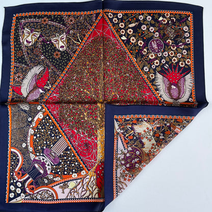 100% Pure Silk Multicolour Small Silk Scarf -The Life Tree