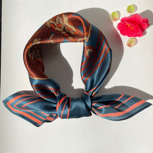 100% Mulberry Silk Scarf-Small Square Multicolor Silk Scarf, lightweight Luxury Neck Hair Scarf - The Horseshoe