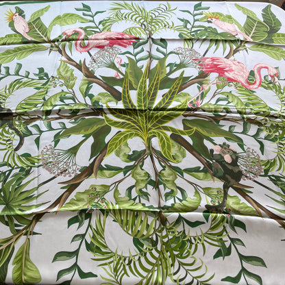 100% Pure Mulberry Silk Multicolour Handmade Large 43" Silk Scarf - The Flamingos