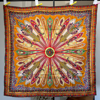 100% Pure Mulberry Silk Duo-Color Handmade Large Silk Scarf 43"- The Feathers