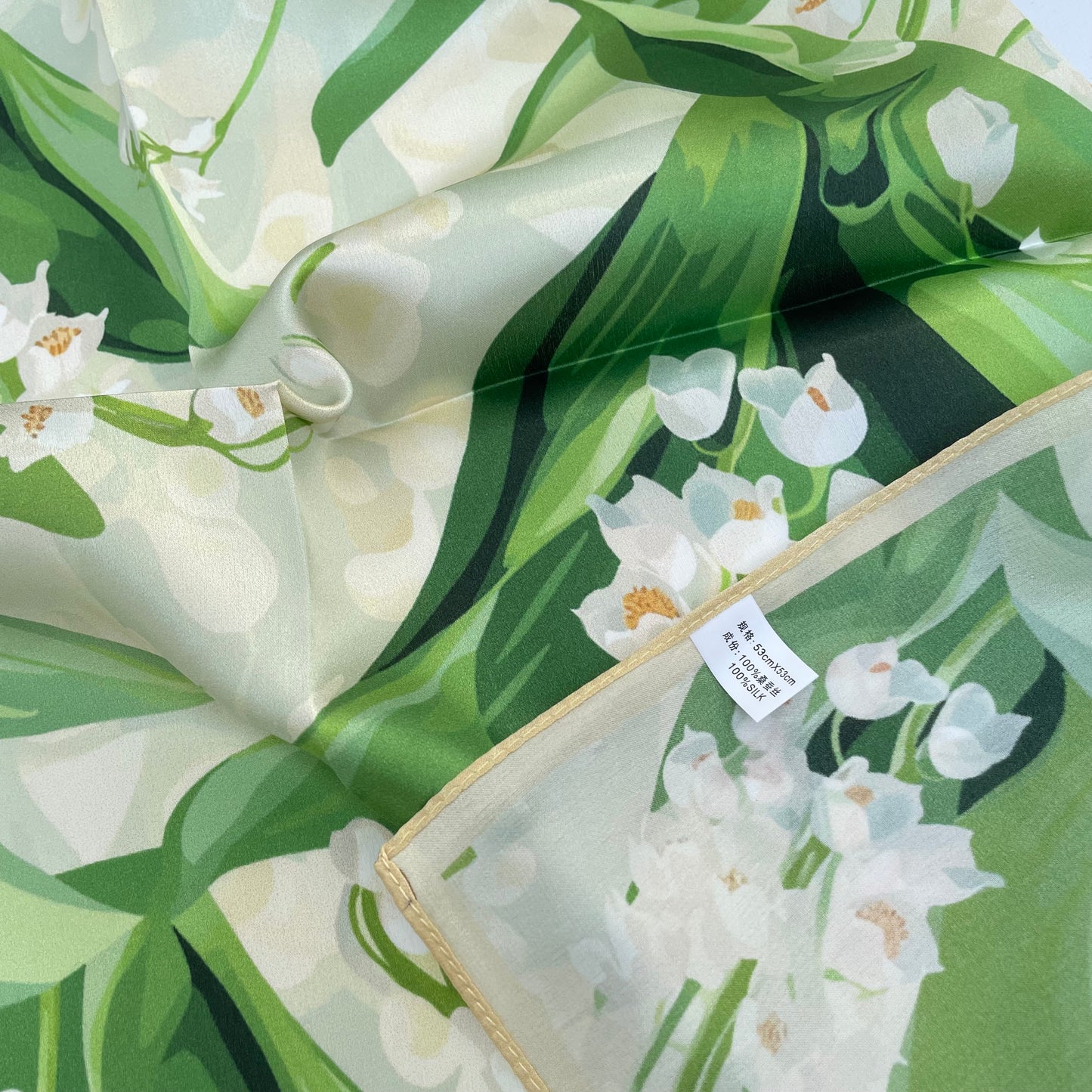100% Pure Silk Multicolor 20" Silk Square Scarf -The Flowers