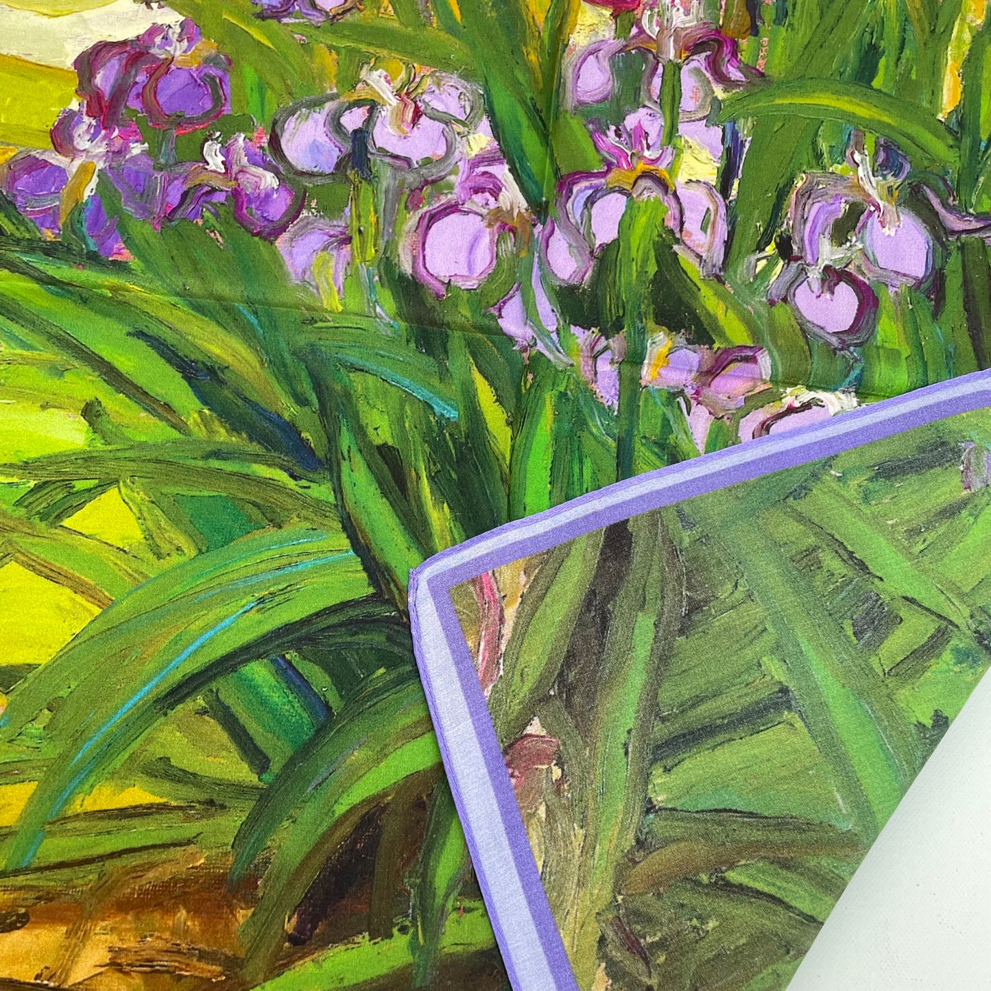 100% Pure Silk Multicolor 20" Silk Square Scarf -The Irises