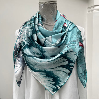 100% Pure Mulberry Silk Multicolour Handmade Large Silk Scarf 43"- The Peony