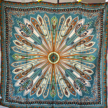 100% Pure Mulberry Silk Duo-Color Handmade Large Silk Scarf 43"- The Feathers