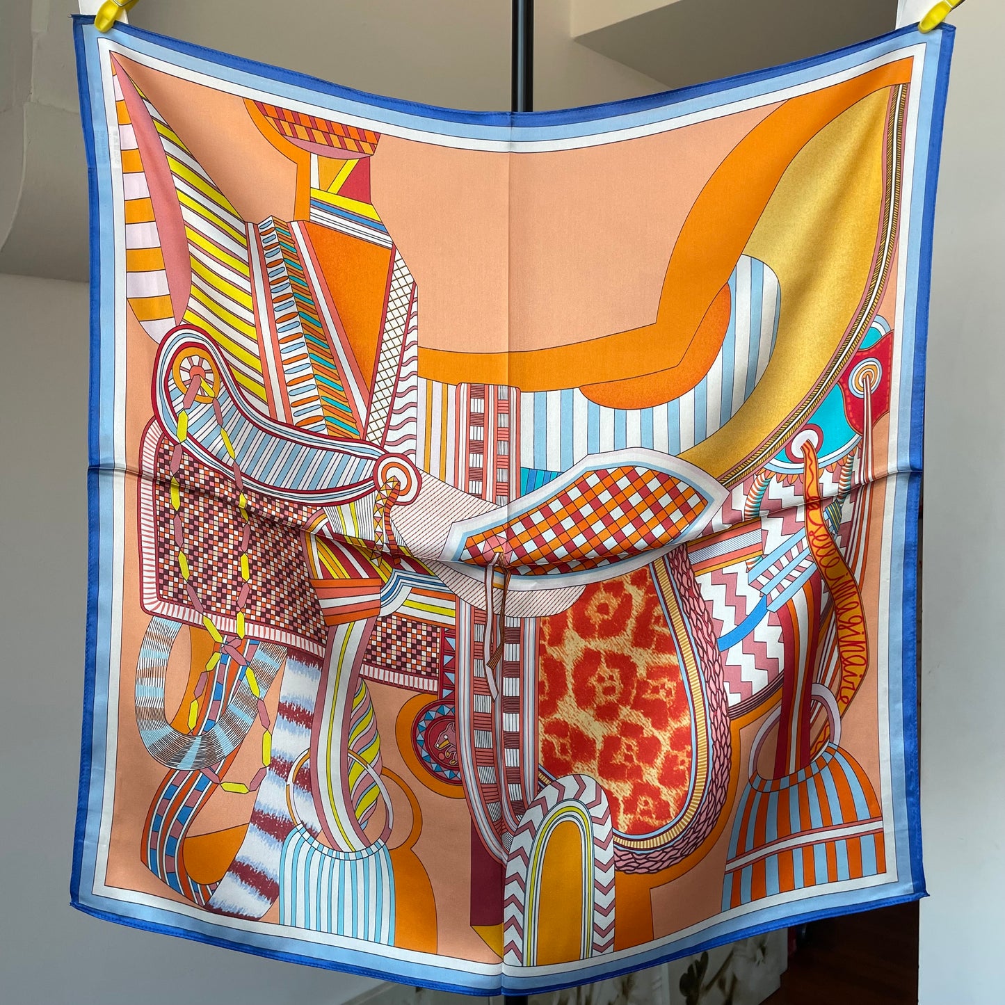 100% Pure Silk Multicolour Large Silk Scarf / Headscarf-The Horseshoe - 26”Silk Scarf / Headscarf