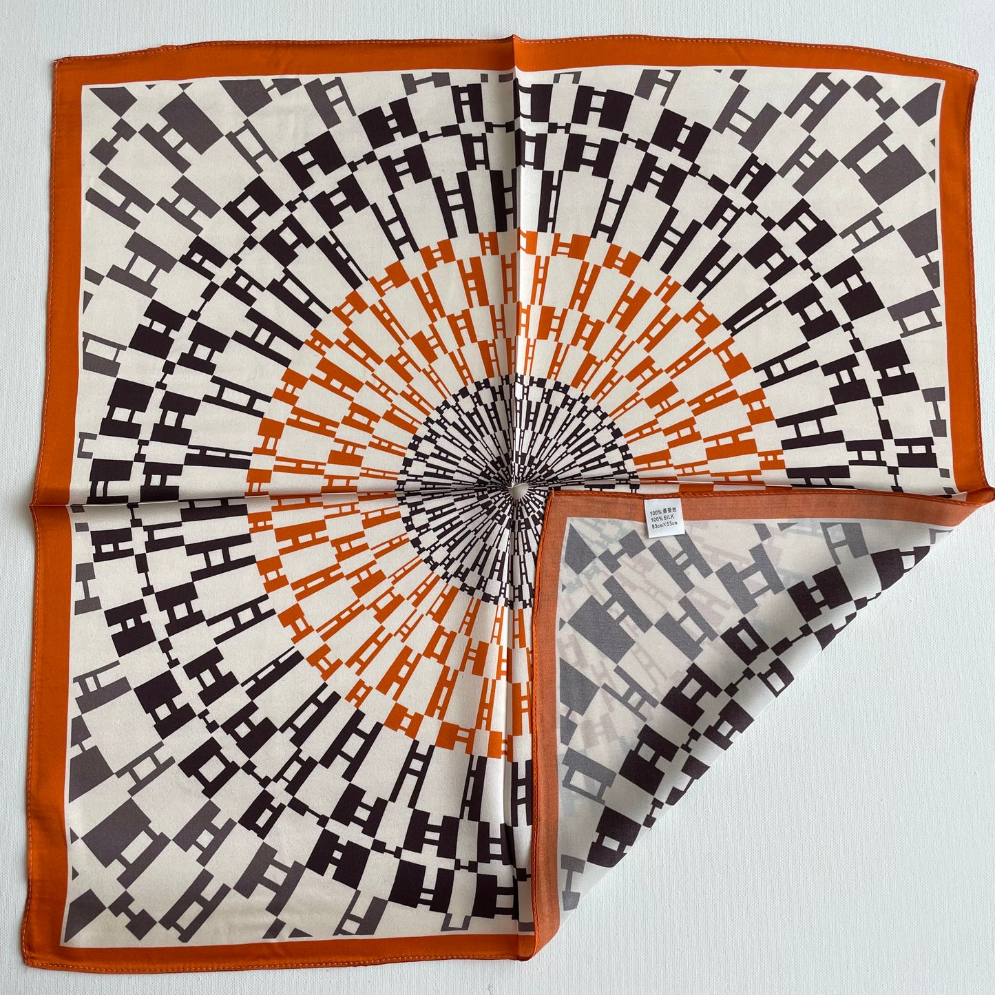 100% Mulberry Silk Scarf-Small Square Multicolor Silk Scarf, lightweight Luxury Neck Hair Scarf - The Orange H
