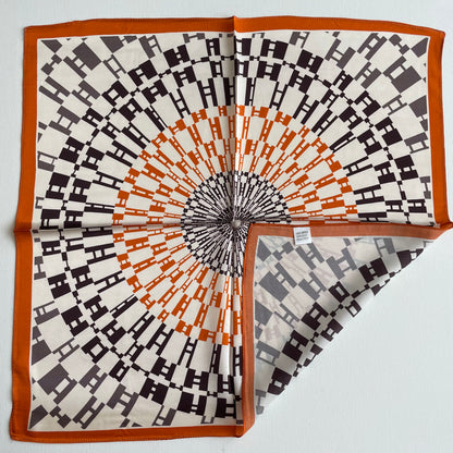 100% Mulberry Silk Scarf-Small Square Multicolor Silk Scarf, lightweight Luxury Neck Hair Scarf - The Orange H