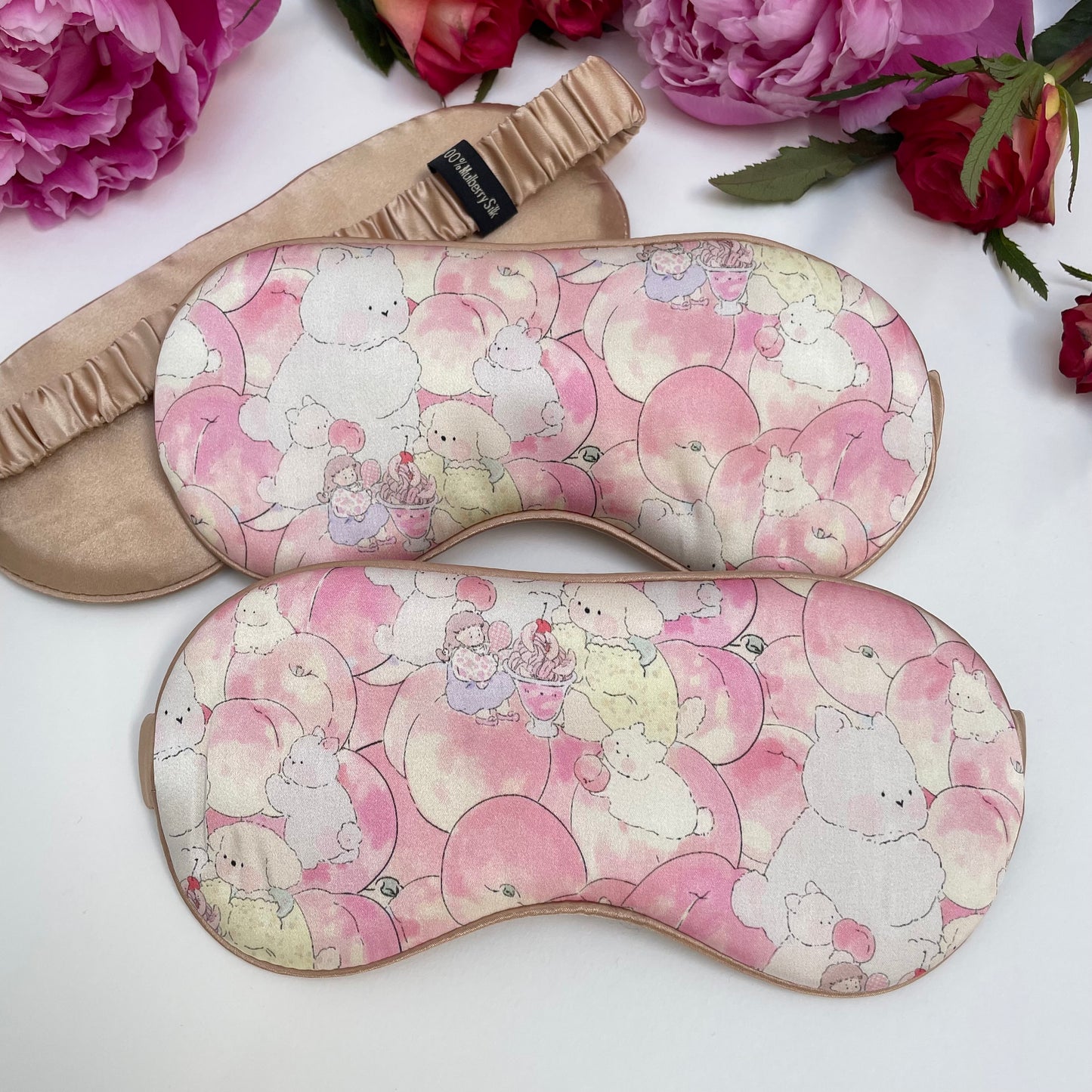 100% Mulberry Silk Eye Mask – Ultra-Soft, Breathable, and Elegant (The White Rose)