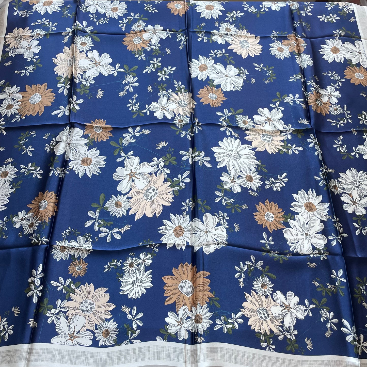 100% Pure Mulberry Silk Multicolour Handmade Large Silk Scarf 43"- The Flowers