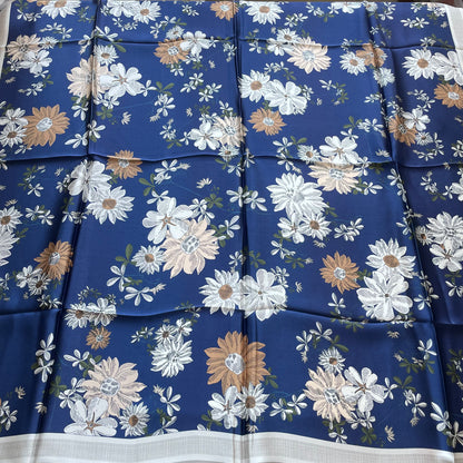 100% Pure Mulberry Silk Multicolour Handmade Large Silk Scarf 43"- The Flowers