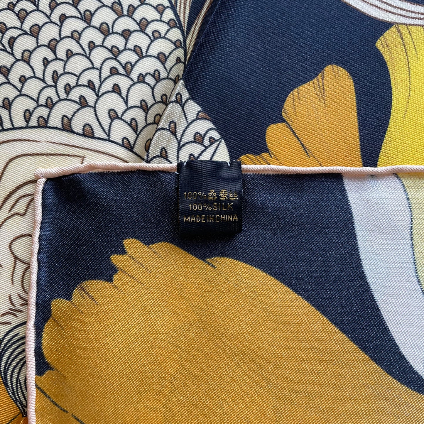 100% Pure Mulberry Silk Extra Large Hand Rolled Silk Scarf 35"- The Golden Fish