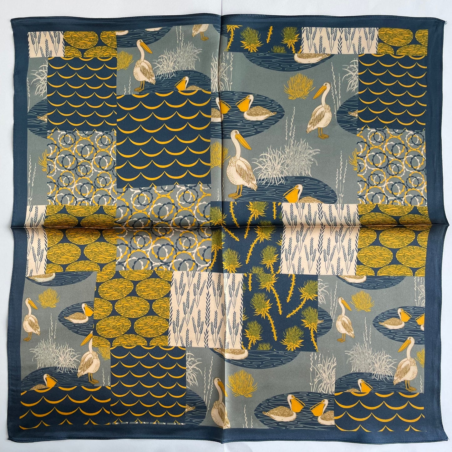 100% Pure Silk Multicolour Small Silk Scarf -The Teals