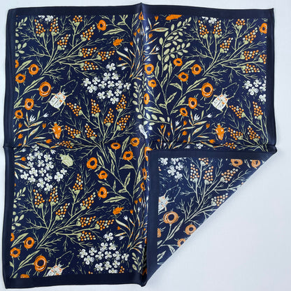 100% Pure Silk Multicolour Small Silk Scarf -The Blue - 21” Silk Scarf