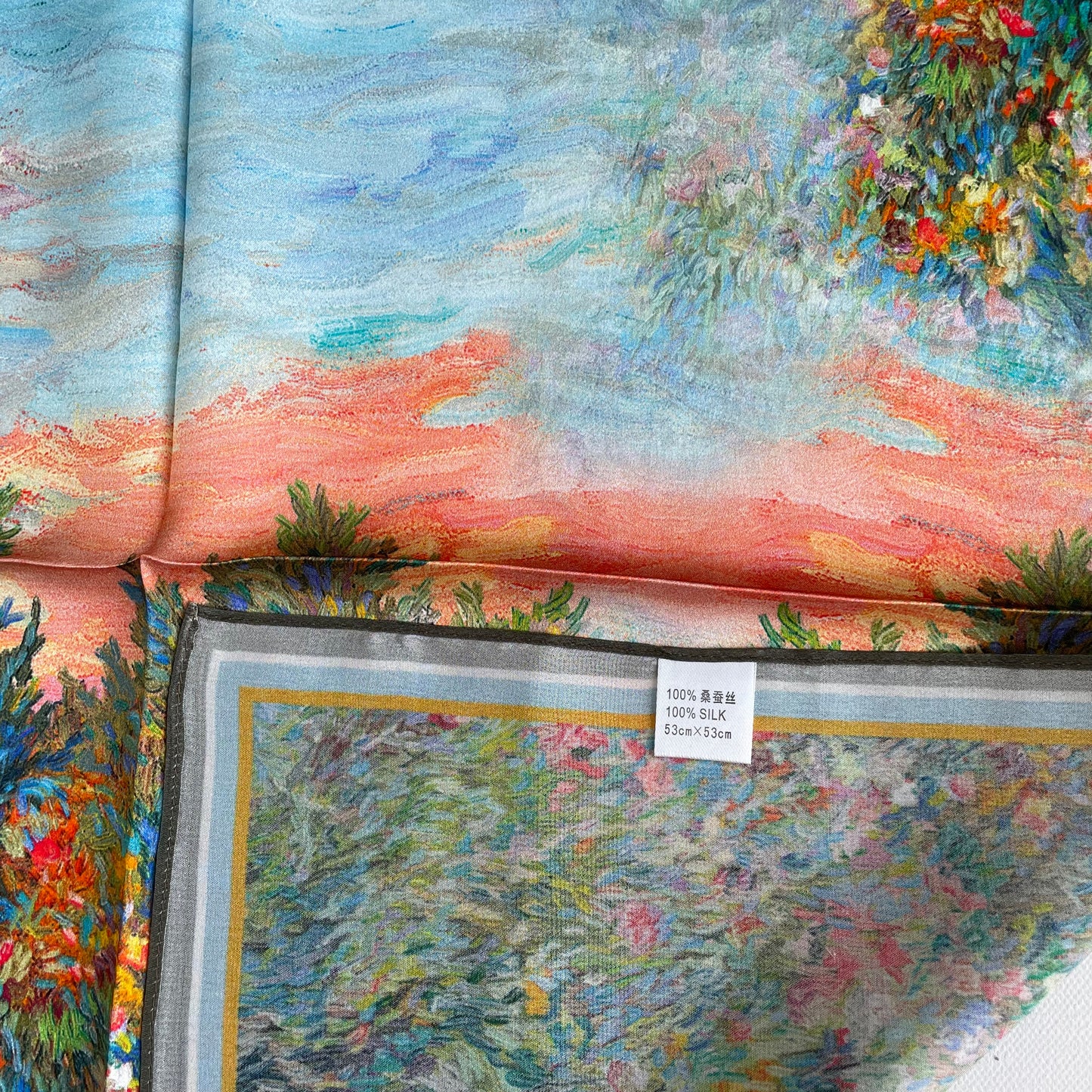 100% Pure Silk Multicolour Small Silk Scarf -The Painting