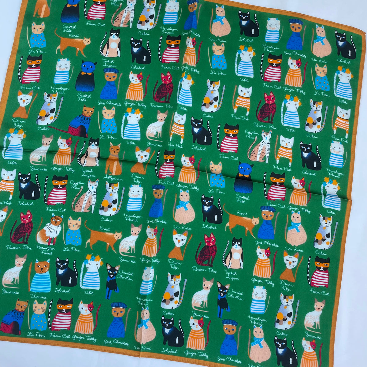 The Cats 20-inch pure mulberry silk square scarf