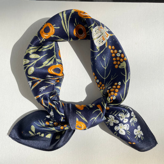 100% Mulberry Silk Scarf-Small Square Multicolor Silk Scarf, lightweight Luxury Neck Hair Scarf - The English Garden