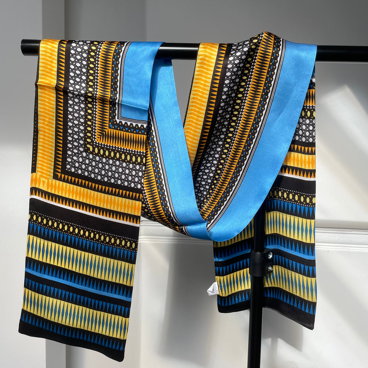 100% Mulberry Silk Skinny Scarf, Multicolour Silk Neck Scarf /Luxury Style Scarf/Silk Hair Scarf-The Blue