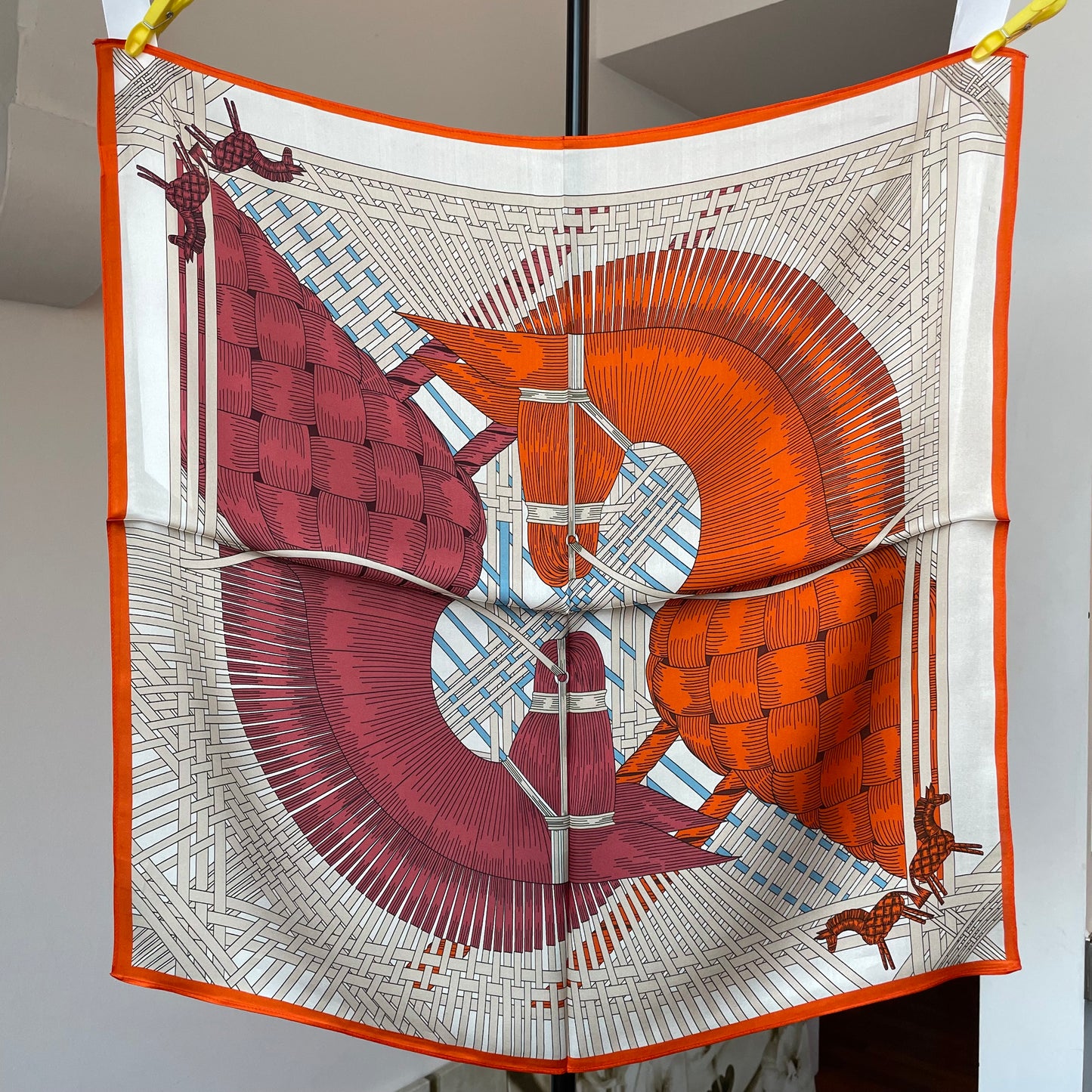 100% Pure Silk Multicolour Large Silk Scarf / Headscarf-The Horses - 26”Silk Scarf / Headscarf