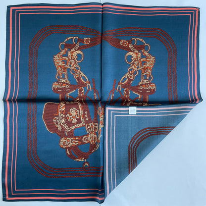100% Pure Silk Multicolour Small Silk Scarf -The Brown Horseshoe