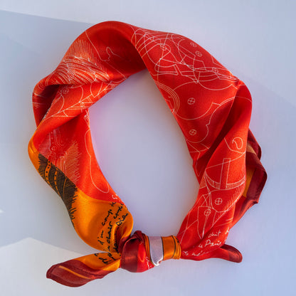 100% Mulberry Silk Scarf-Small Square Multicolor Silk Scarf, lightweight Luxury Neck Hair Scarf - The Horses