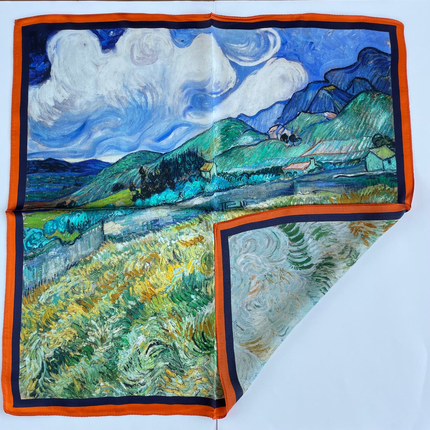 100% Pure Silk Multicolour Small Silk Scarf -The Landscape