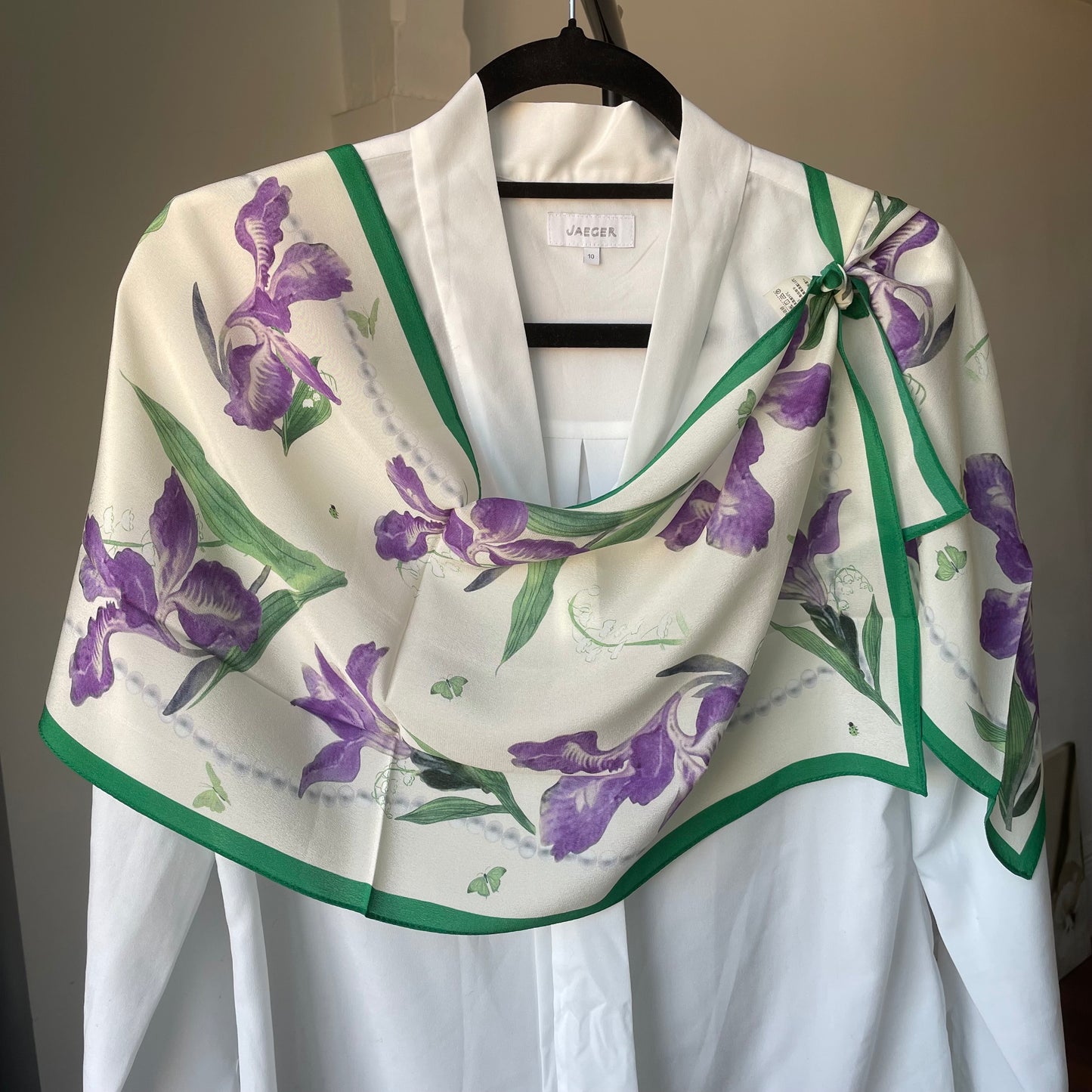 100% Pure Silk Multicolour long Silk Scarf / Headscarf-The Irises