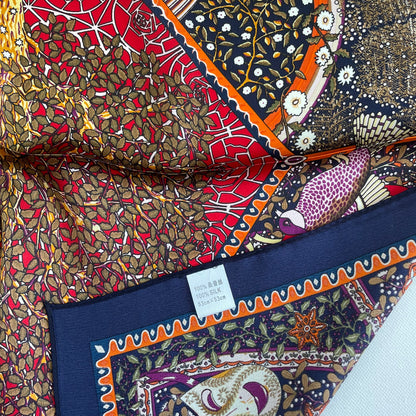100% Pure Silk Multicolour Small Silk Scarf -The Life Tree