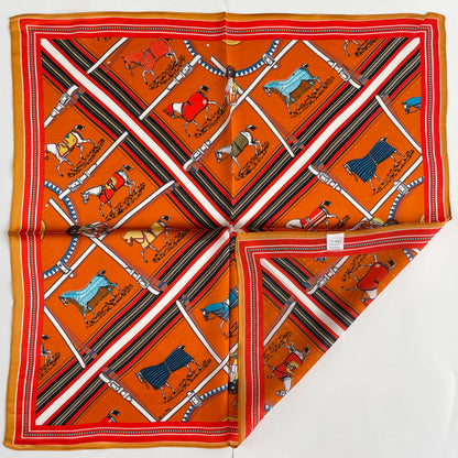 100% Pure Silk Multicolour Small Silk Scarf -The Orange Horse