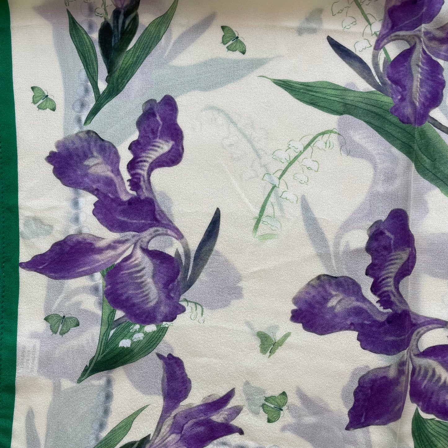 100% Pure Silk Multicolour long Silk Scarf / Headscarf-The Irises