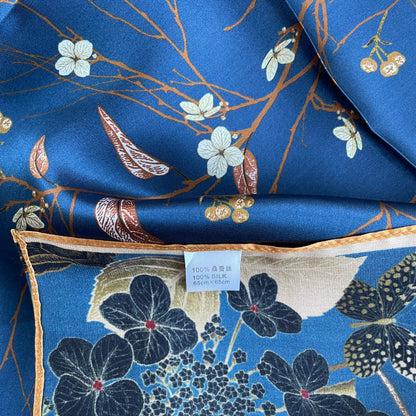 100% Pure Silk Multicolour Large Silk Scarf / Headscarf-The Garden- 26”Silk Scarf / Headscarf