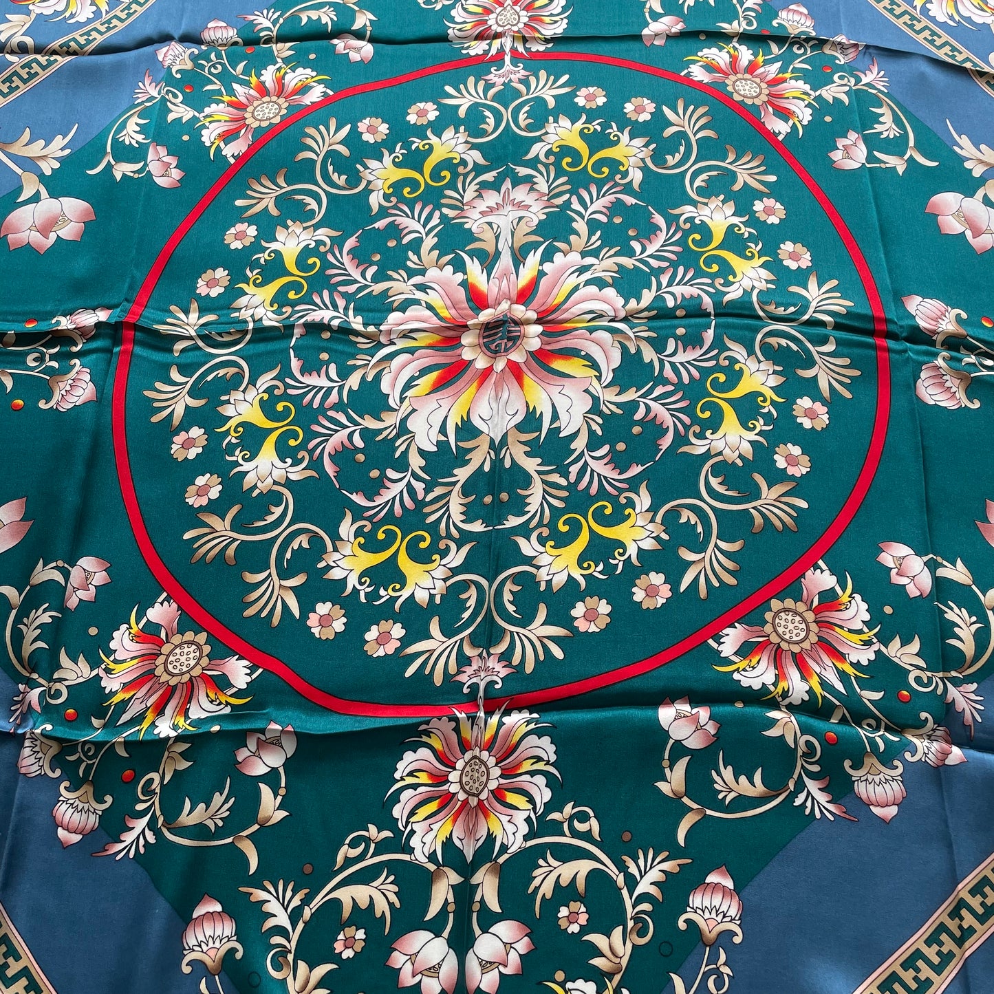 100% Pure Mulberry Silk Multicolour Handmade Large Silk Scarf 43"- The Flowers