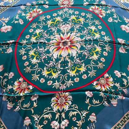 100% Pure Mulberry Silk Multicolour Handmade Large Silk Scarf 43"- The Flowers