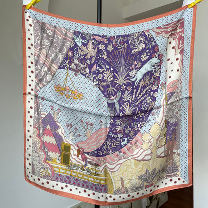 100% Pure Silk Multicolour Large Silk Scarf / Headscarf-The Summer Dream- 26”Silk Scarf / Headscarf