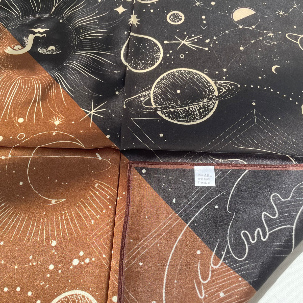 The Universe 20-inch pure mulberry silk square scarf