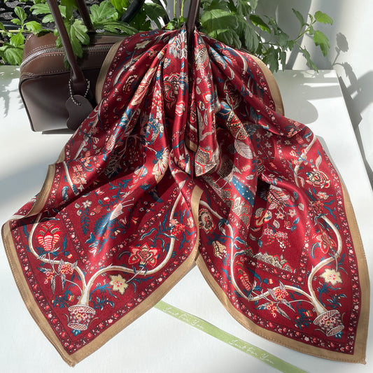 100% Pure Silk Multicolour Large 26” Silk Scarf / Headscarf-The Life Tree