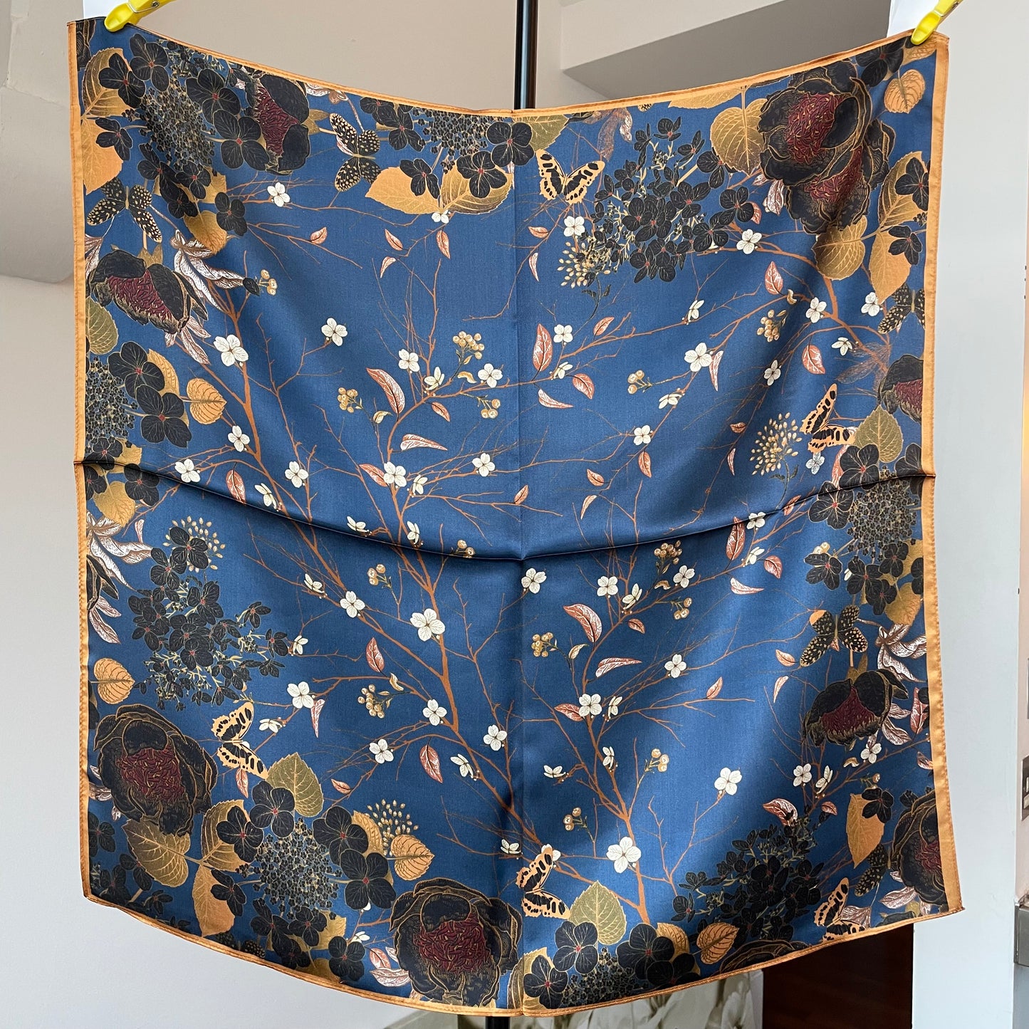 100% Pure Silk Multicolour Large Silk Scarf / Headscarf-The Garden- 26”Silk Scarf / Headscarf